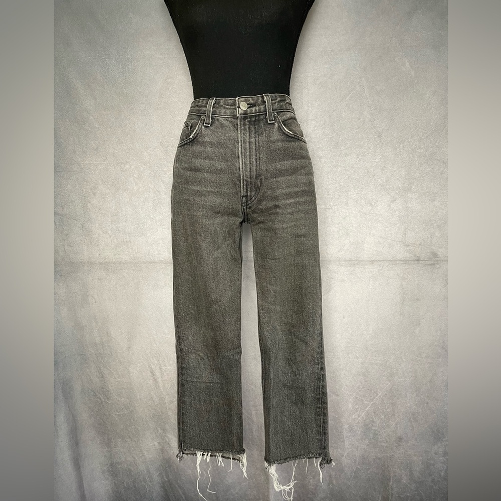 Reformation Grey black cropped bootcut jeans size 26